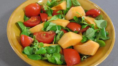 Recette Mâche en salade et ses brochettes de jambon
